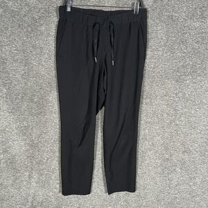 Lululemon Jogger Pants Womens 8 Black On the Fly Woven Drawstring Pockets